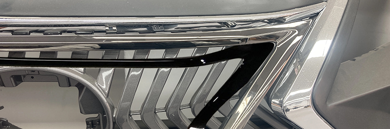 grille frame comparison from glossy black, factory chrome or platinum silver