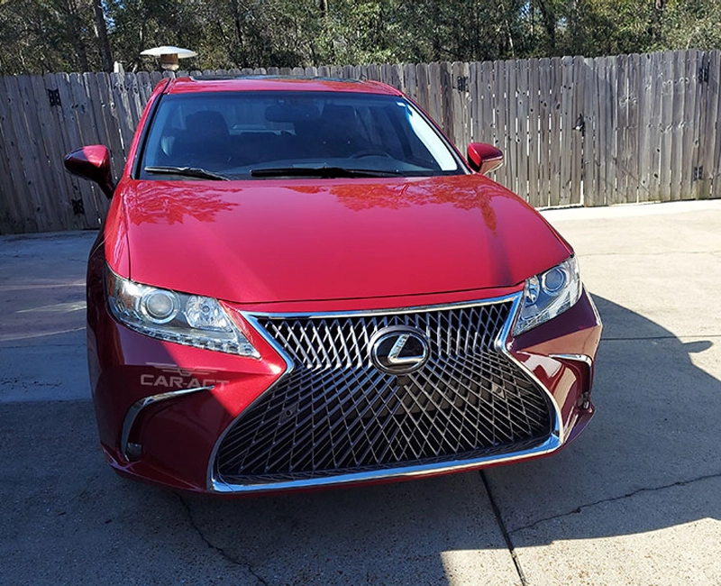 Transformation result: 2015 Lexus ES with 2018 LS front bumper, achieving a flagship look