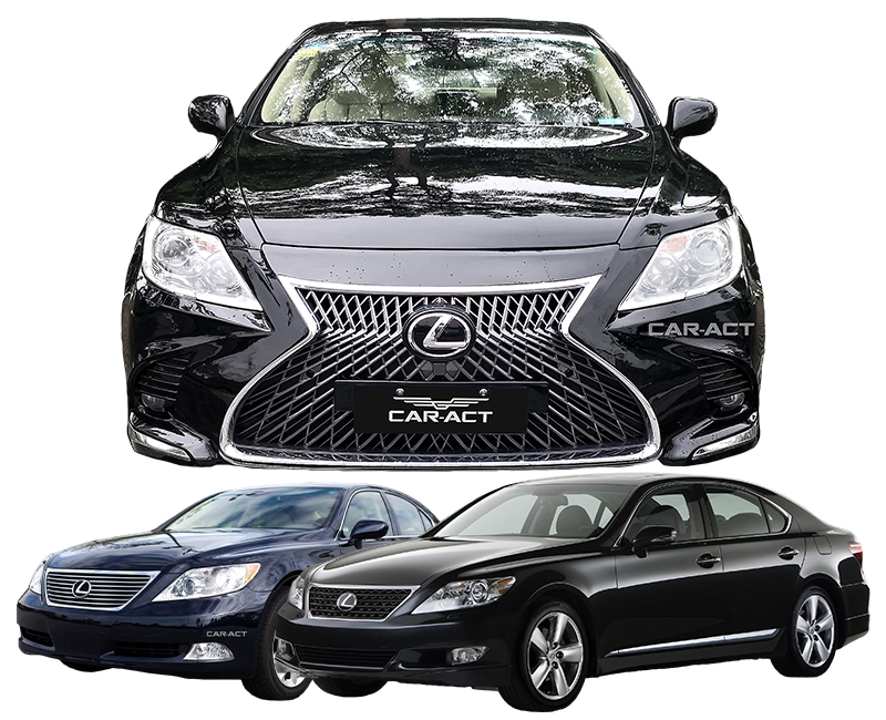 Side-by-side comparison of stock LS460 bumper vs 2021 style