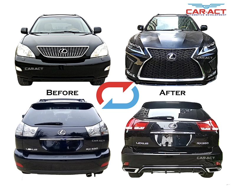 Before and after front and rear view with 2021 conversion