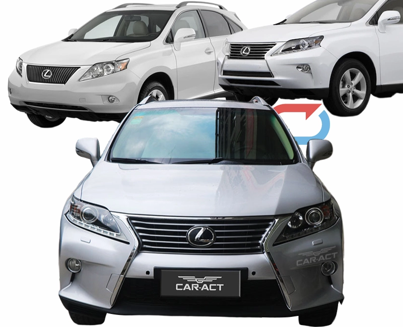 Before and after front view of RX with bumper and headlight upgrade