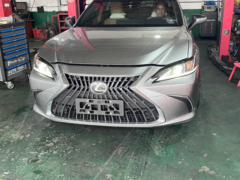 Lexus spindle grille front view chrome grey